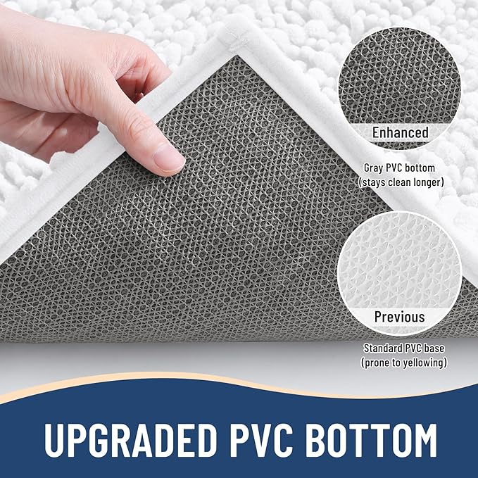 Arotive Luxury Chenille Toilet Rugs U-Shaped, Extra Soft Thick Absorbent Bathroom Mat, Non-Slip Shaggy Plush Contour Rugs, Machine Wash Dry Bath Mat for Toilet Base, 24x20, White