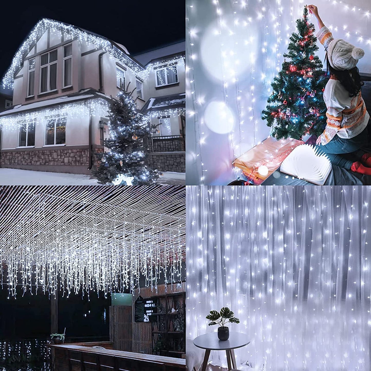 Kiflytooin Led Christmas Lights - 400 Led, 8 Modes, Waterproof, Cool White, Model Gp-Sw290Dc0209, Indoor/Outdoor Hanging Decorations
