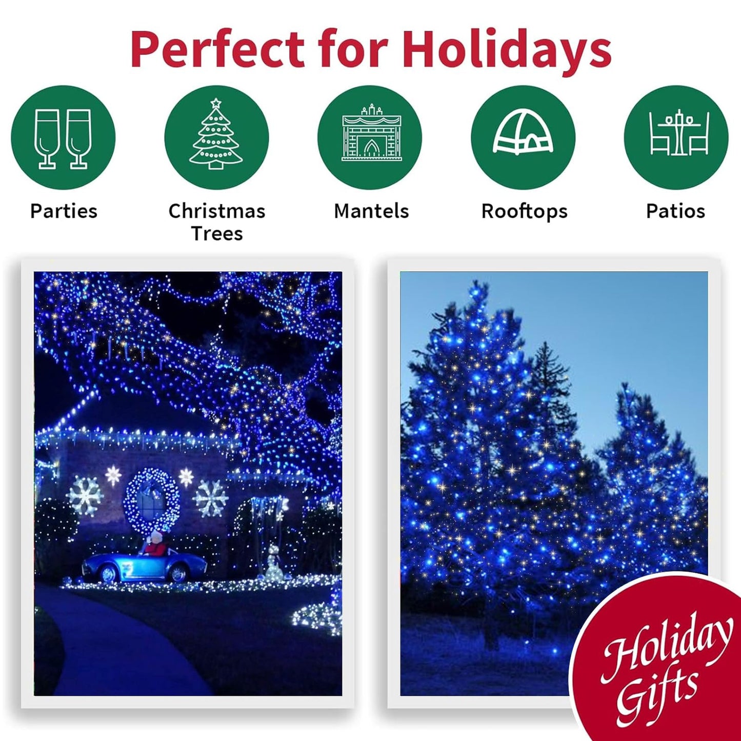 Lamphome Blue Clear Christmas String Lights  100 Ct 20Ft Incandescent Mini Fairy Lights Set  Ul Certified White Wire Lights For Indoor Outdoor Halloween Holiday Home Xmas Tree Patio D?Cor