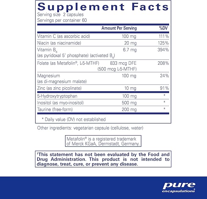 Pure Encapsulations SeroPlus | Hypoallergenic Serotonin Support to Support Moderate Occasional Stress | 120 Capsules