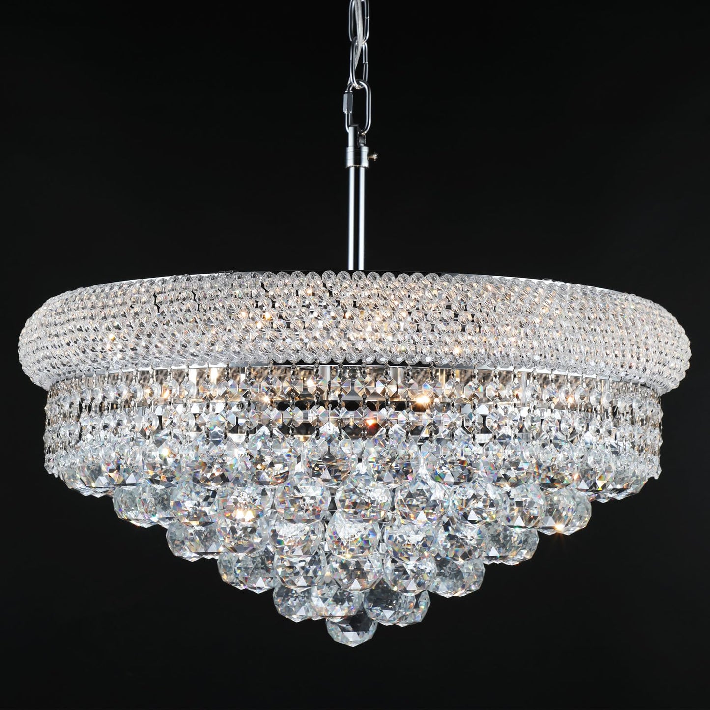 Crystal Chandeliers For Dining Room Light Fixtures Over Table  Empire Style K9 Crystal Chandelier For Bedroom  9 Lights Chrome stylish Lighting Fixtures For Living Room Kitchen Lsland Entryway D22 Inch