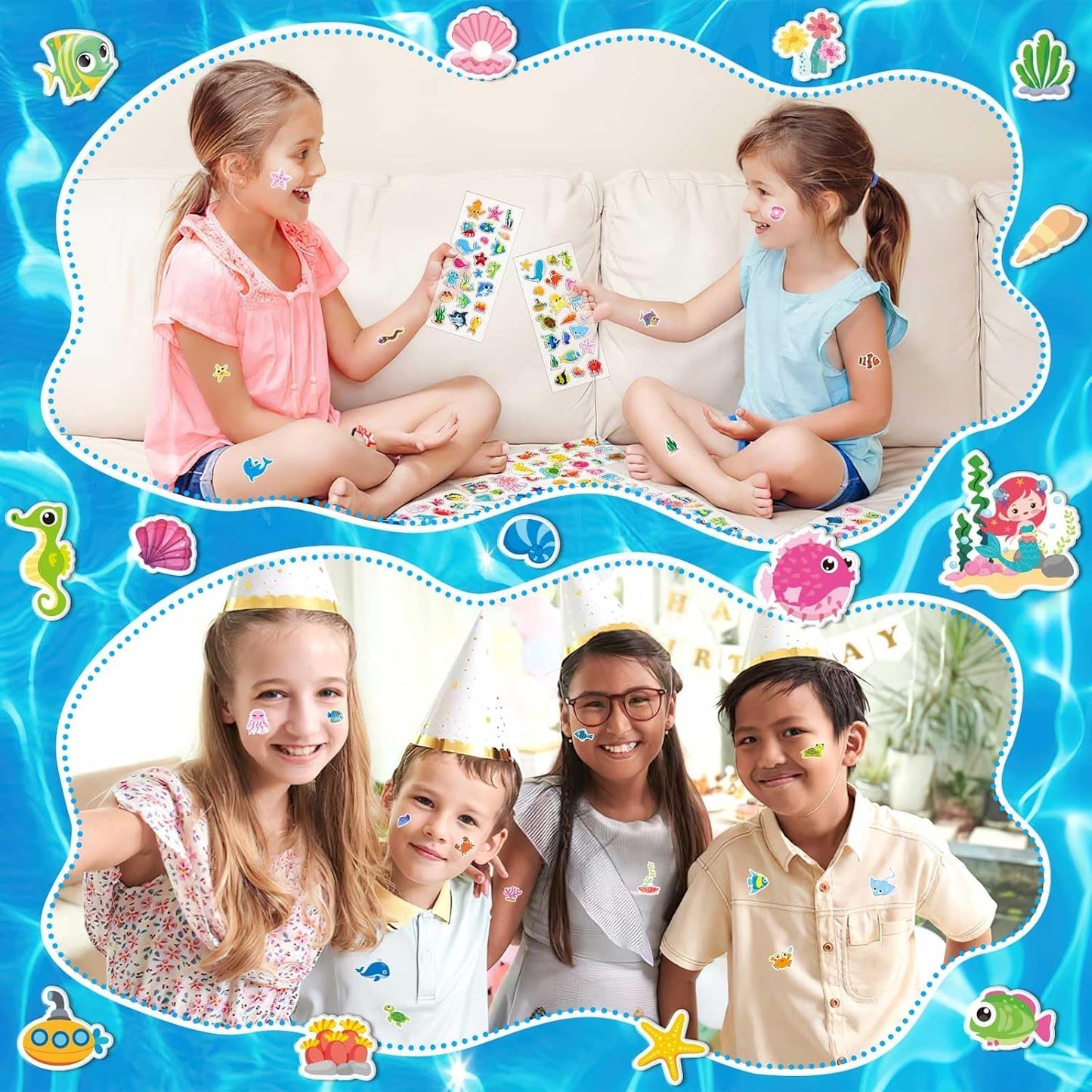 UPINS 12 Sheets Ocean 3D Puffy Stickers for Kids, Under The Sea Animal Cute Fish Shark Foam Stickers for Boys Girls Birthday Gifts, Classroom Reward, DIY Crafts Decorations