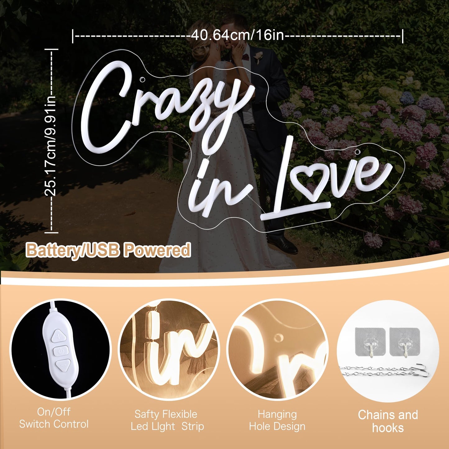 Crazy In Love Neon Sign - Levels Dimmable Usb Neon Lights For Bedroom Wall Wedding Party Neon Light For Decoration Gift For Couples  ValentineS Day