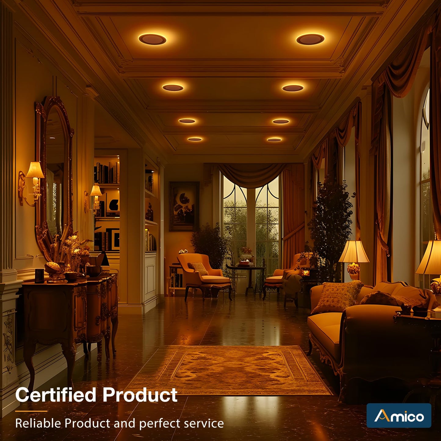 Amico 4 Pack Black 6 Inch 5Cct Led Recessed Ceiling Light With Night Light  2700K-5000K Selectable Ultra-Thin Recessed Lighting  12W=110W  1100Lm  Dimmable Canless Wafer Downlight Etl&Fcc