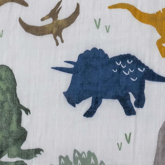 Little Unicorn Premium Crib Sheet | Breathable & Super-Soft Muslin Fabric (Dino Friends)