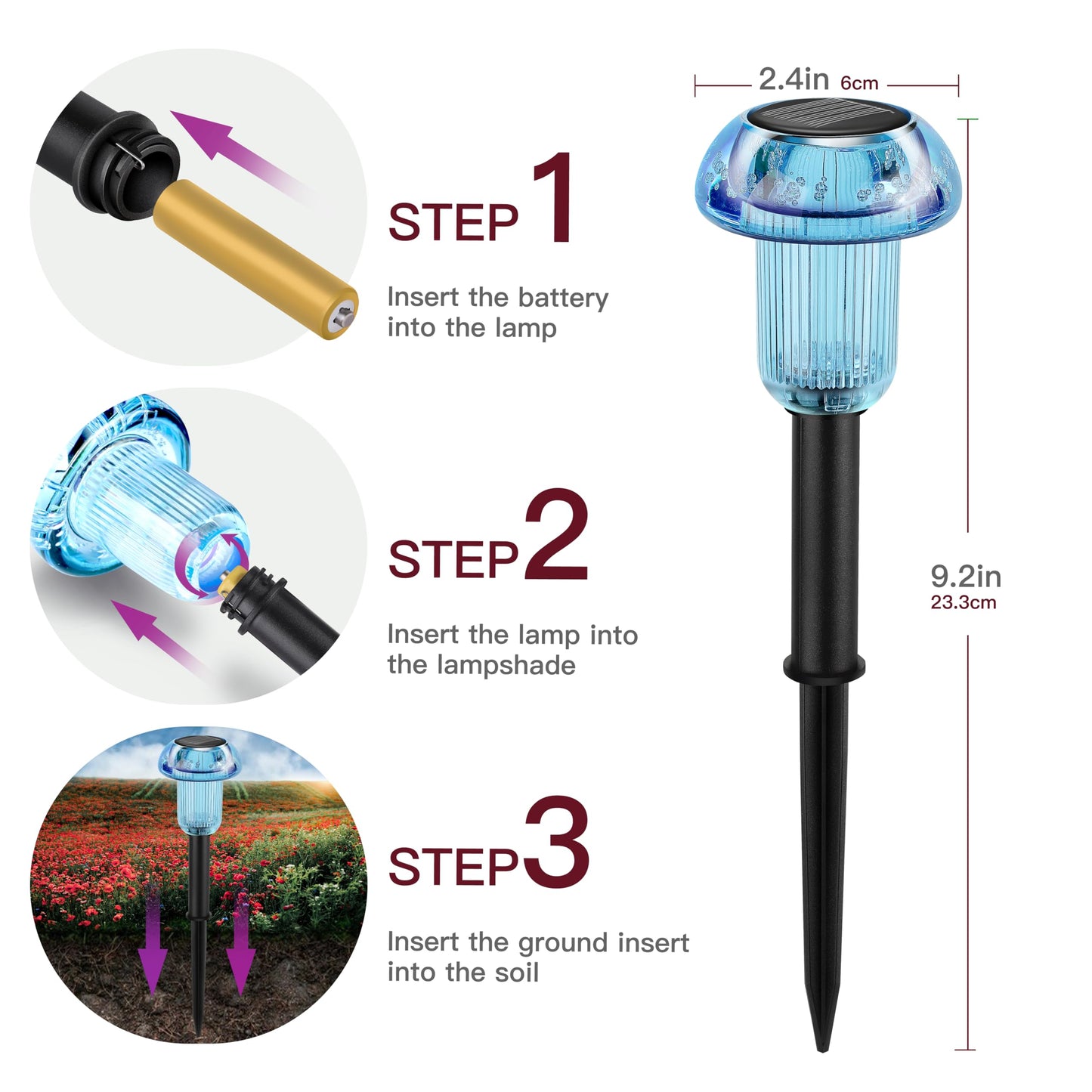 Halloween Sky Blue Solar Lights For Outside 4 Pack Halloween Decorations Led Mushroom Solar Powered Outdoor Lights  Landscape Lighting Garden Stake Light  Landscape Light Outdoor For Yard  Garden