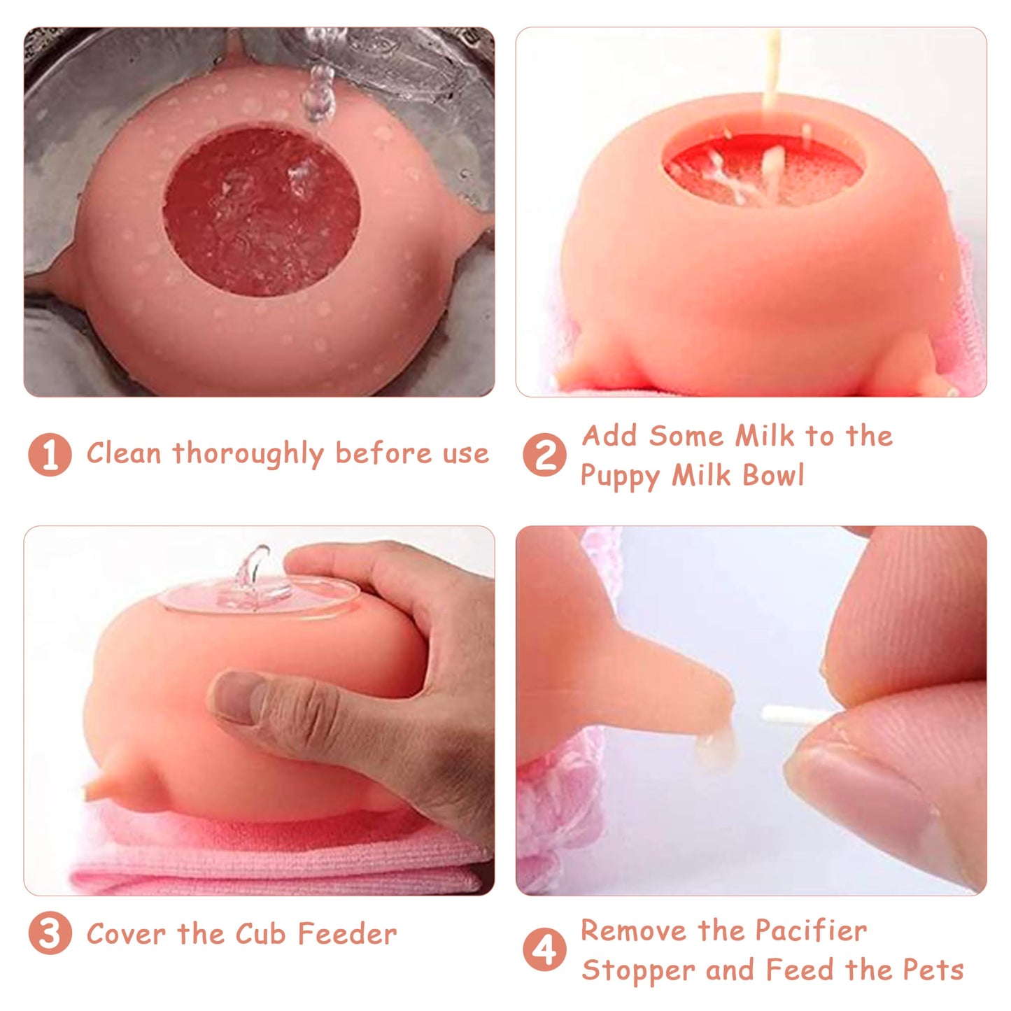 ZALBYUY Puppy Feeder for Multiple Puppies, Pet Milk Feeder with Silicone Dog Nursing Station of 4, Puppy Milk Replacer for Puppies/Kittens