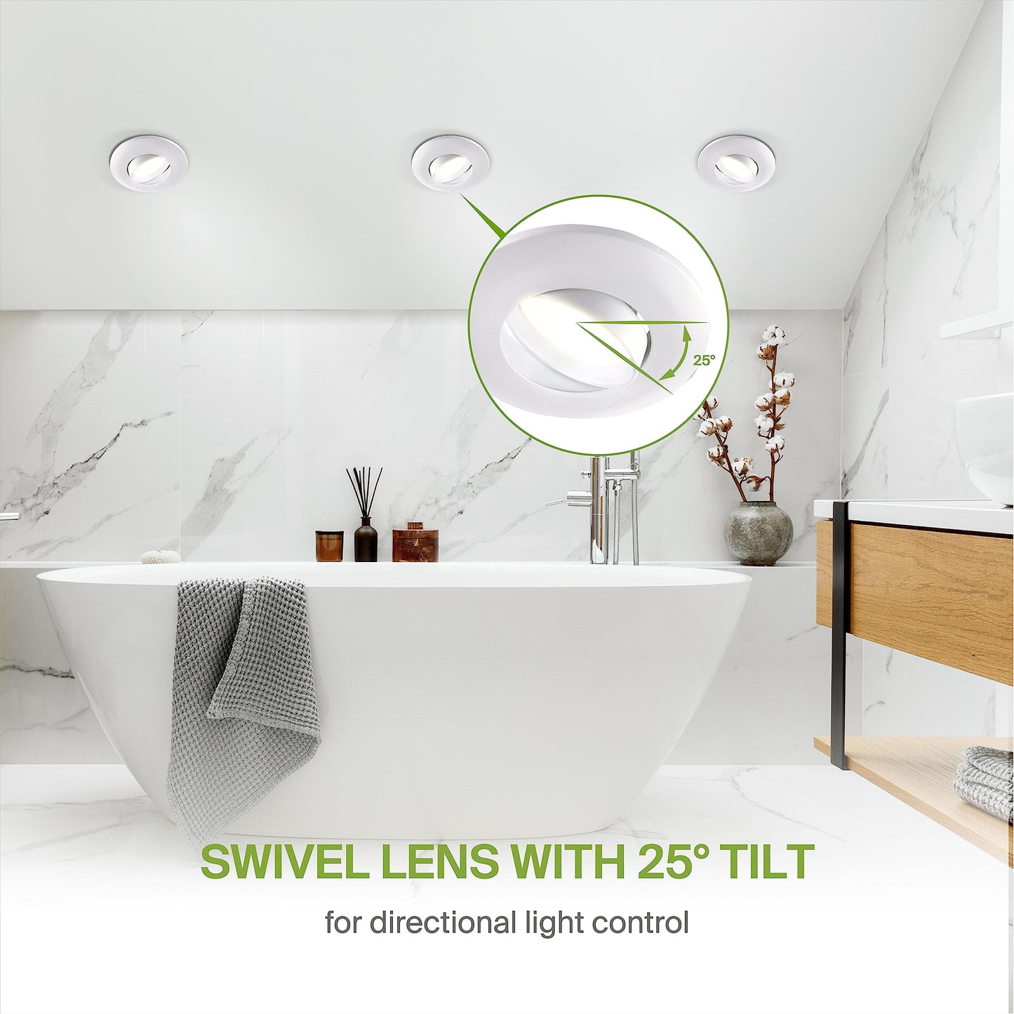 ASD 6 Inch Gimbal Retrofit LED Recessed Light 15W 5000K Daylight 1060 Lm Dimmable Aluminum 12 Pack
