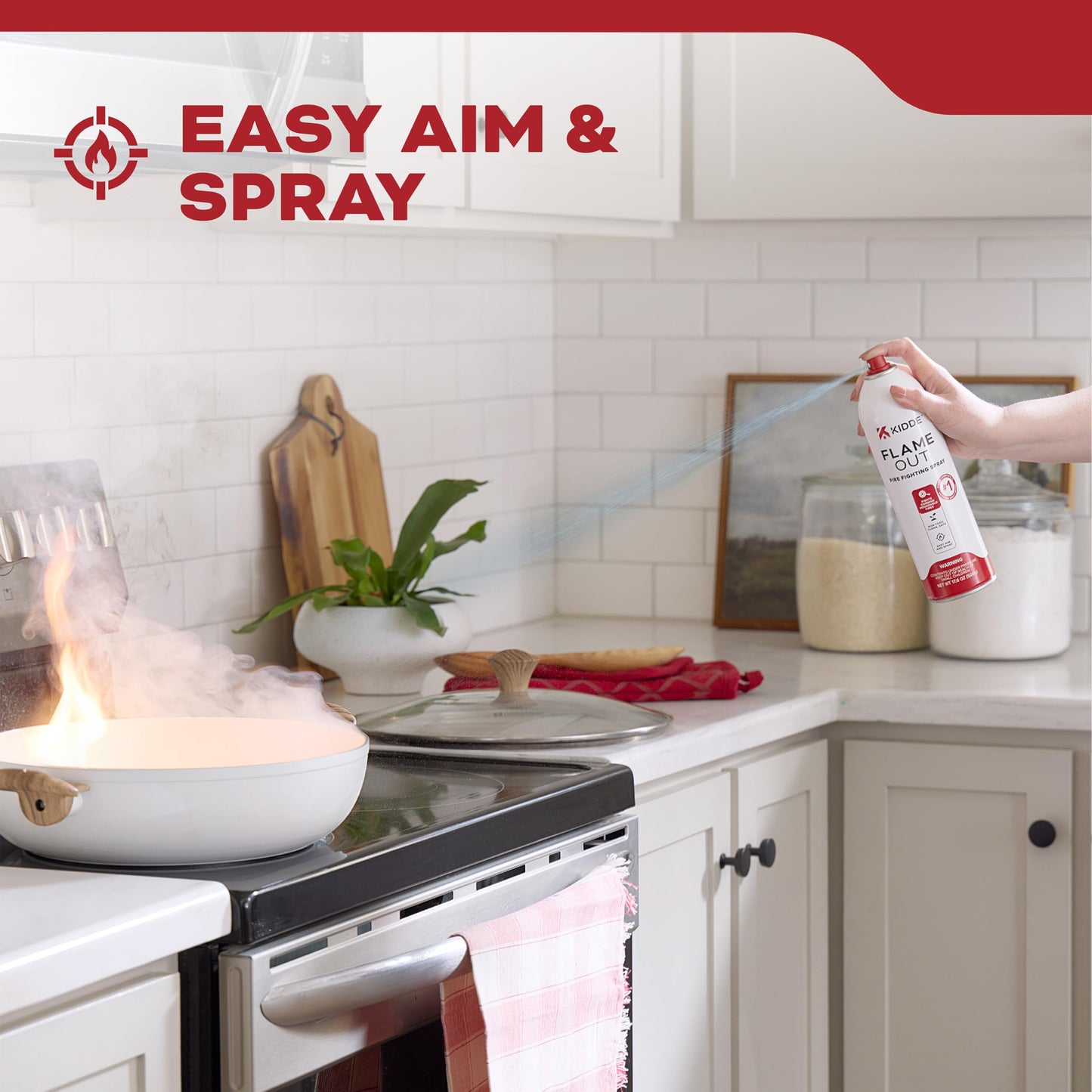 Kidde Flame Out Fire Spray, Extinguishing Aerosol for Home Use, Kitchens, Dorms, Apartments, Compact, Portable & Easy to Use, Non-Toxic, 17.6 oz 2 Pack