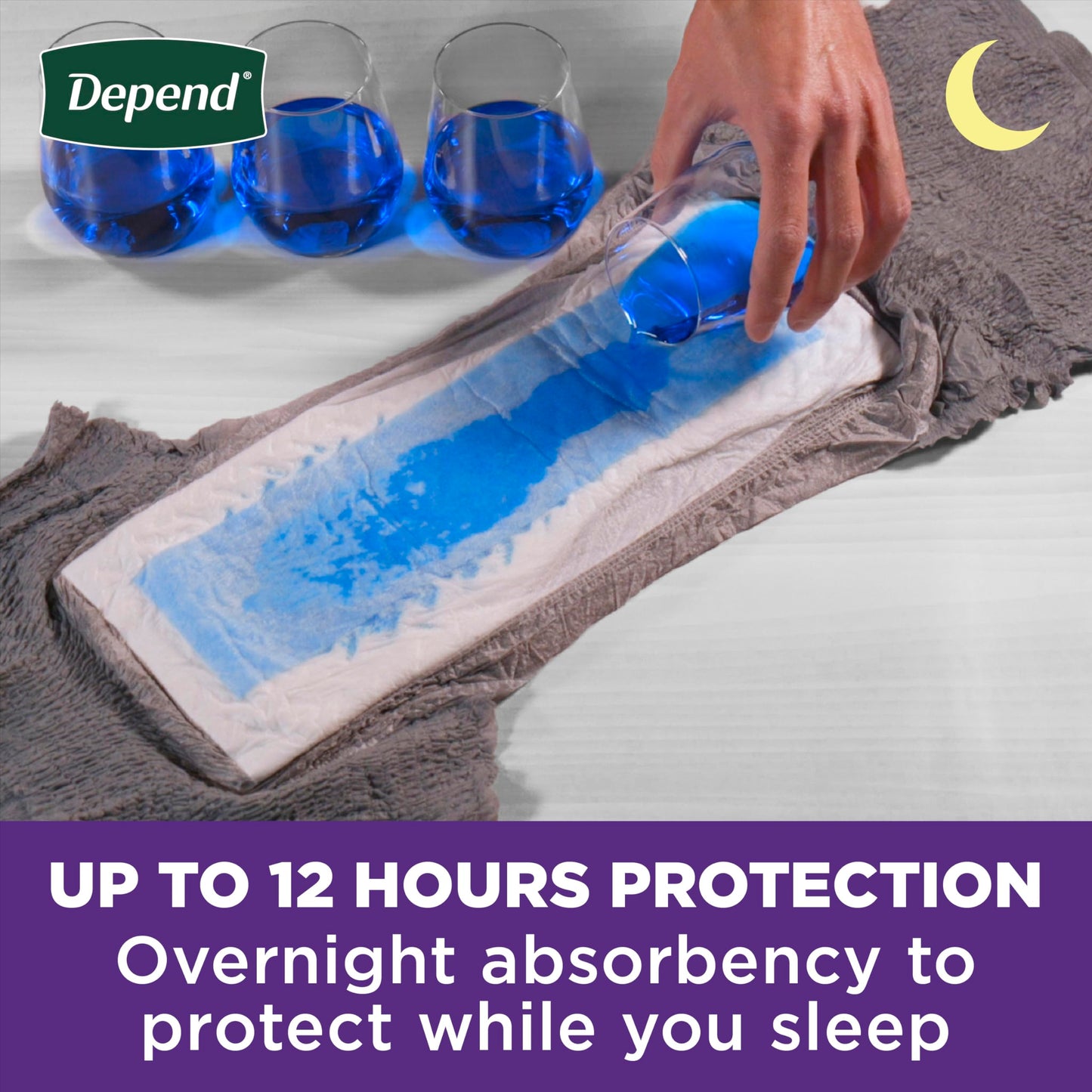 Depend Night Defense Adult Diapers, Incontinence Underwear for Men, Disposable, Overnight, Extra-Large, Grey, 12 Count, Packaging May Vary