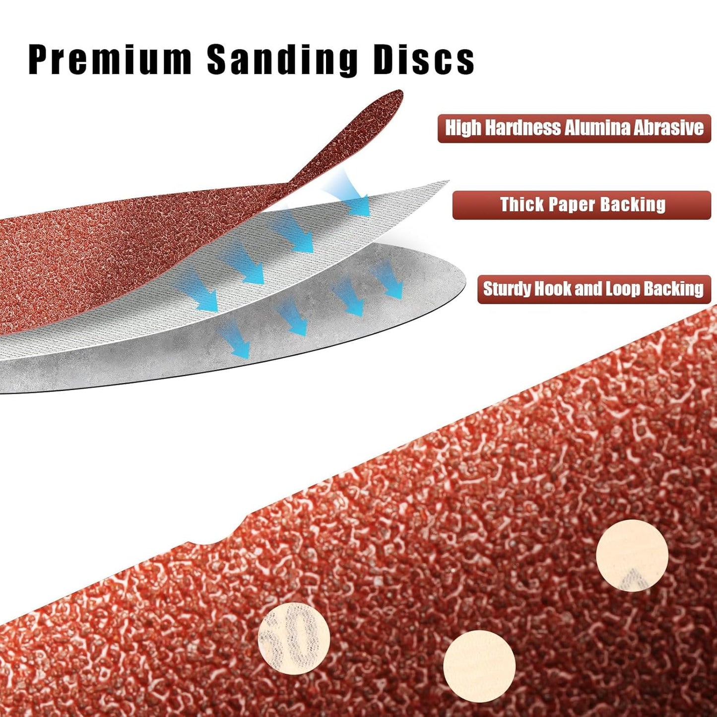 60 Grit 5 Inch Sanding Discs Hook and Loop Sandpaper, 150 PCS 8 Hole Adhesive Coarse Sand Paper for Random Orbital Sander