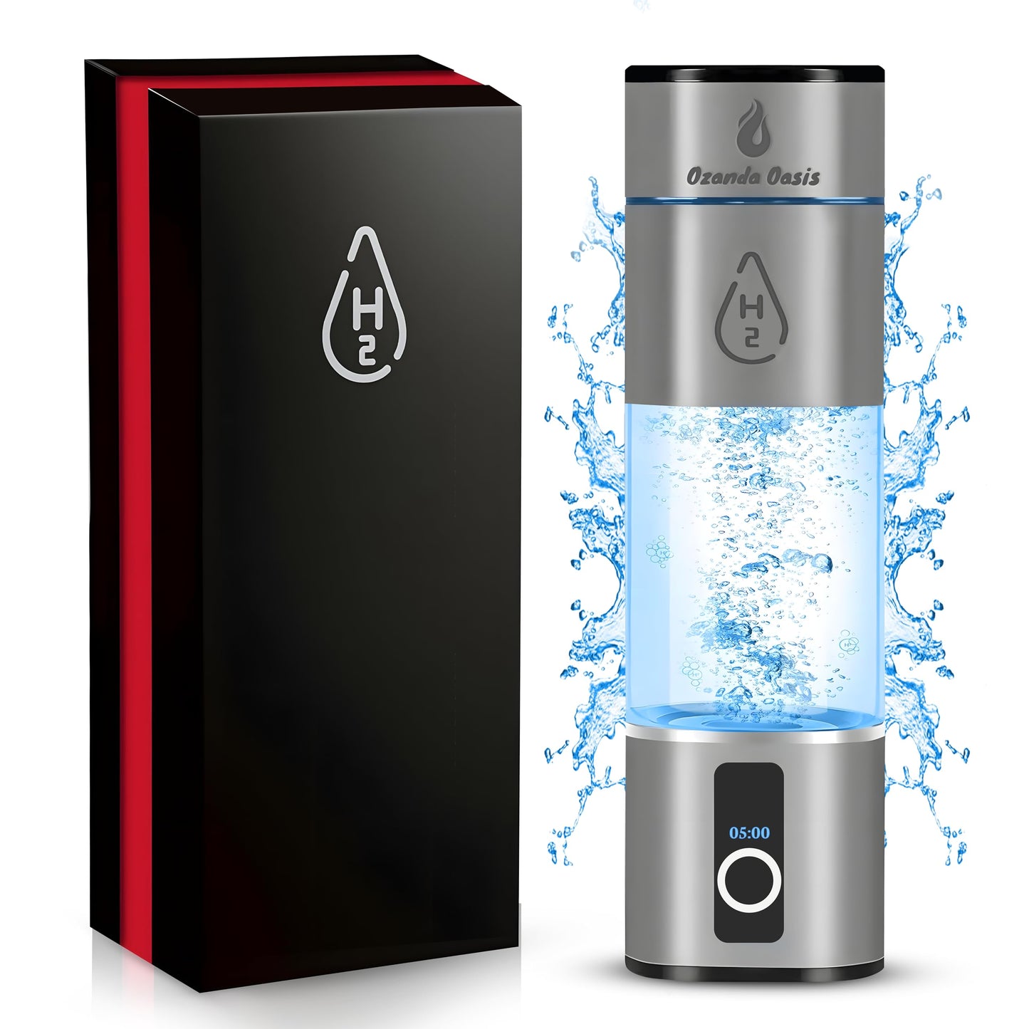 Hydrogen Water Bottle – 8000 PPB | Certified H2 Generator | SPE/PEM Cup with Platinum Electrodes & Dupont PEM • Portable USB Rechargeable 280 mL Hydrogen Generator for Drinking Water