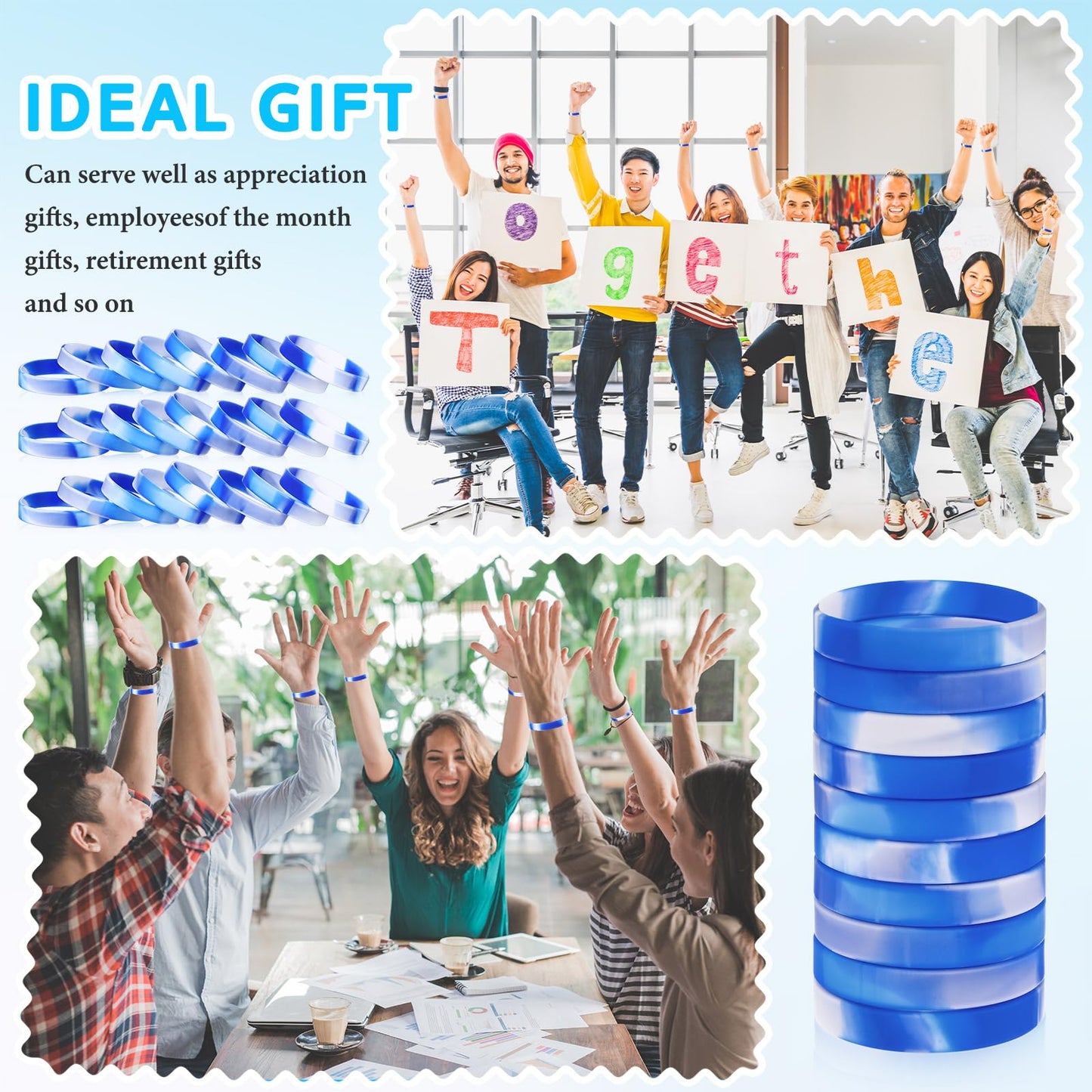 Liliful 100 Pcs Silicone Rubber Wristbands Rubber Wristband Bracelet Bands for Silicone Wristbands for Women Men(Dark Blue and W