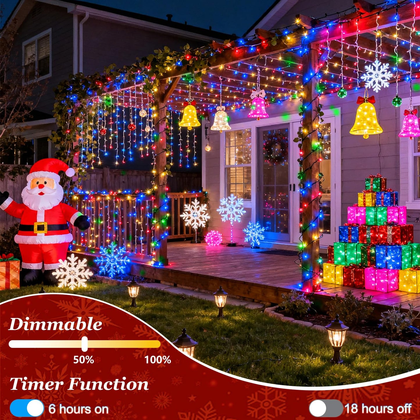 300 Led Indoor String Lights With 12 Modes  Green Wire Connectable Christmas Tree Lights With Timer  Dimmable Twinkle Fairy Lights  75Ft Led Lights For Bedroom Outdoor Home Patio Party  Multicolor