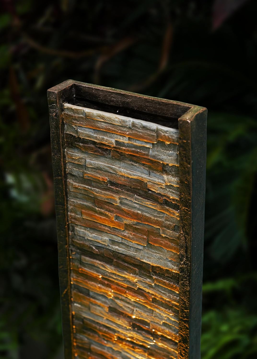 Cheng Pin Indoor Water Fountain -Staggered Stone Design,Create a Relaxing Ambiance and Decor Your Living Room,Office,Bedroom Or Outdoor Garden with Waterfall Water Feature and LED Lights,38in. Tall