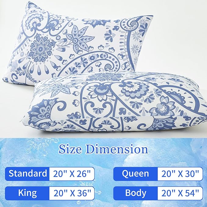 Cooling Pillow Cases for Hot Sleepers - Double Side Arc-Chill Q-Max>0.5 Cooling Fiber Cool Pillow Cases 2 Pack - Breathable Soft Cold Pillow Cases with Hidden Zipper (20" x 30")