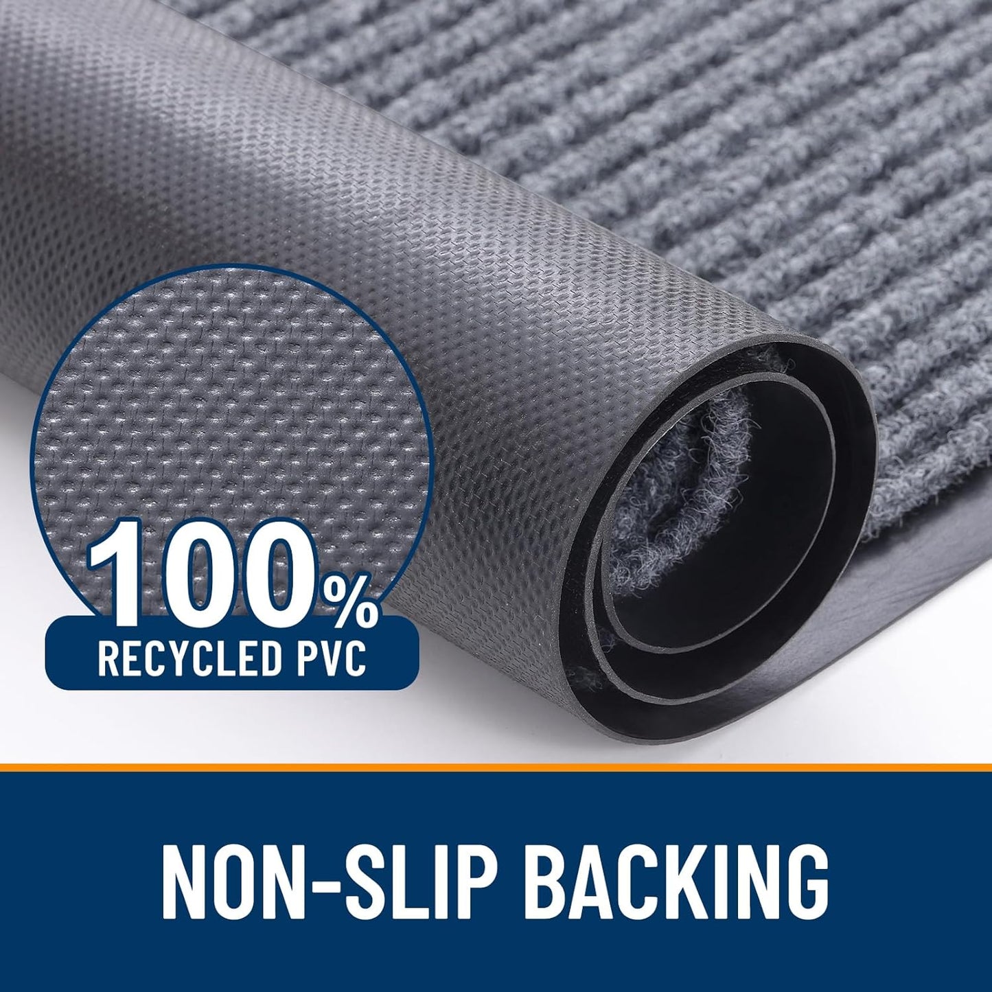 OLANLY Front Door Mat Indoor Outdoor Entrance, Waterproof Heavy Duty Doormat, Fade Resistant, Low Profile, Easy Clean Patio Porch Welcome Floor Mats for Entry, 71x47, Light Gray
