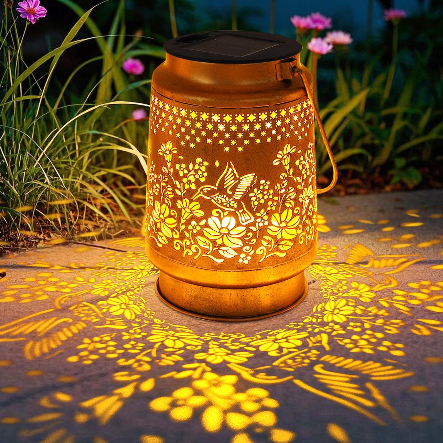 2 Pack Solar Lanterns Outdoor Hummingbird Garden Decor  Birthday Gifts For Mom Women Grandma Christmas  Waterproof Metal Hanging Solar Lights With Shepherd Hook Led Decorative Outside For Yard Patio