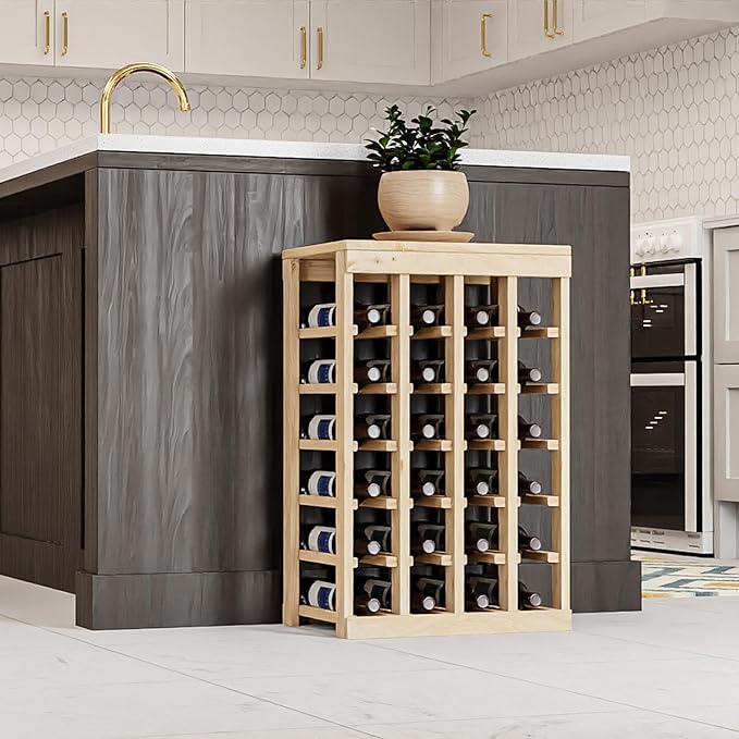 Wine Racks America Living Series Table Top Wine Rack - Durable and Modular Wine Storage System, Pine Unstained - Holds 24 Bottles