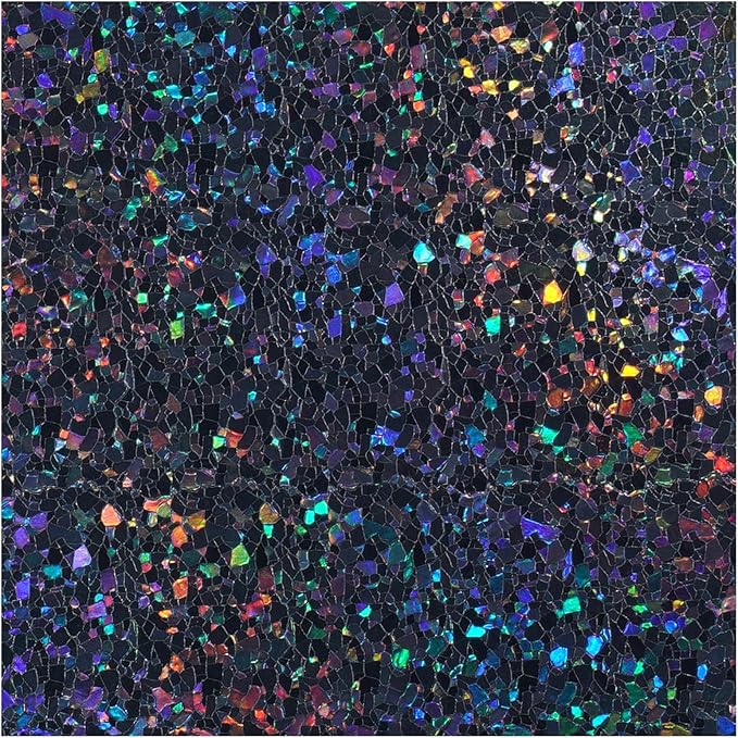 rabbitgoo Blackout Rainbow Window Privacy Film Decorative Stained Glass Diamond Pattern Window Sticker with Iridescent Tint Non-Adhesive Static Cling for Home Office Bathroom, 23.6 x 78.7 inch, Black