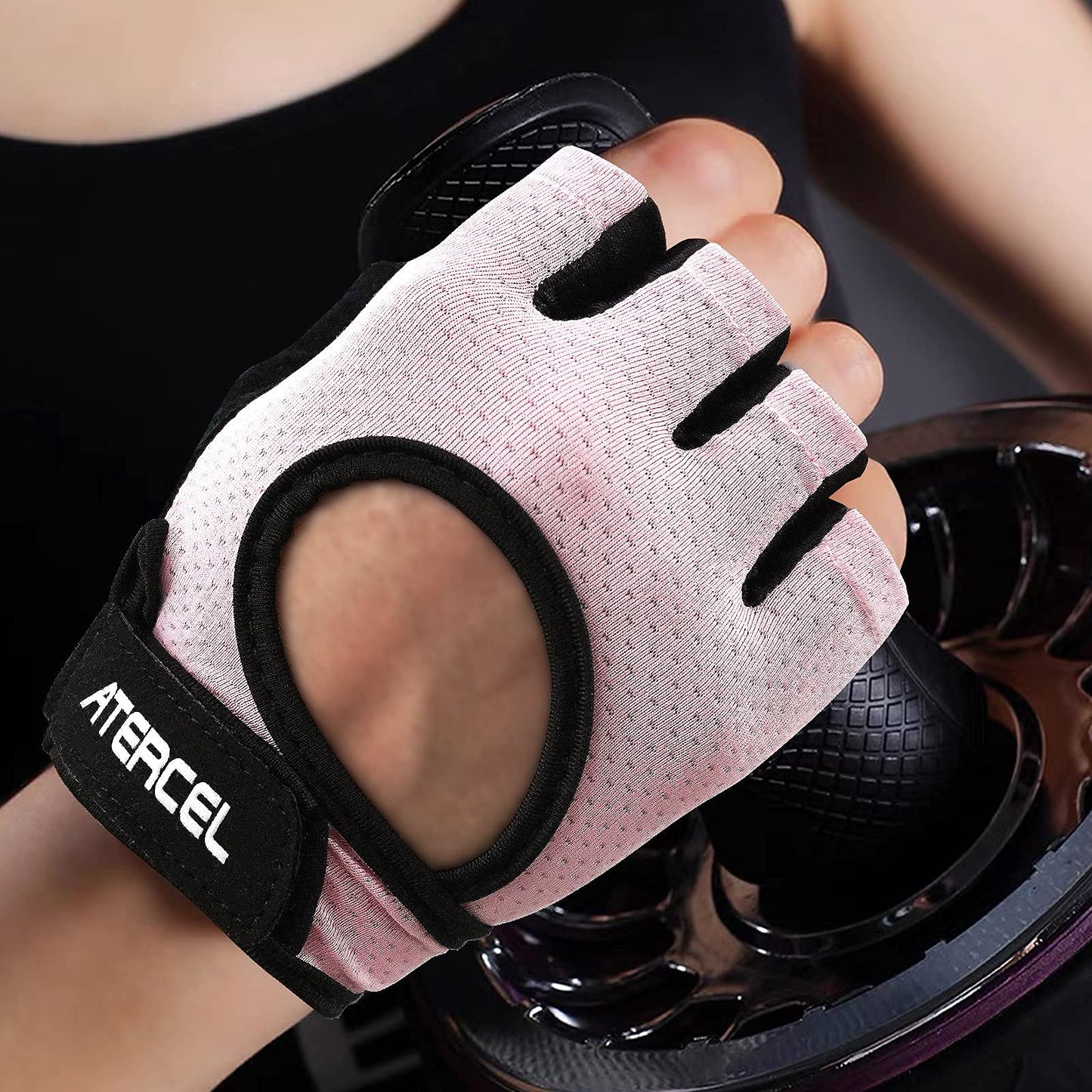 ATERCEL Weight Lifting Gloves Full Palm Protection, Workout Gloves for Gym, Cycling, Exercise, Breathable, Super Lightweight for Men and Women(Pink, X-Large)