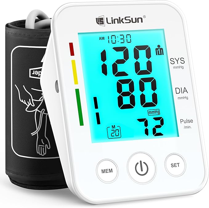 LinkSun Blood Pressure Monitor for Home Use with Large Upper Arm Cuff, Rechargeable Blood Pressure Machine with 100 Memory...