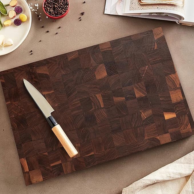 John Boos CCB Series Rectangular Wooden Walnut Cutting Board 18”x12” – 1.75” Thick, 12-lb Reversible Butcher Block with End-Grain & Finger Grips – Made in the USA