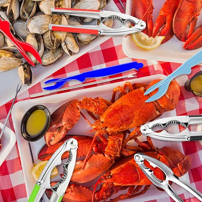 Crab Crackers and Tools, 3 Pcs Crab Crackers with Non-slip Handle, Lobster Crackers and Tools, Seafood Tools Set, Nut Cracker Set, Home Restaurant Kitchen Tools, Green