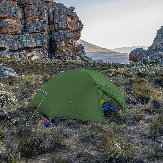 Naturehike Mongar Backpacking Camping Tent 2 Person Lightweight 3 Season Waterproof Hiking Tent Double Crossbars Easy Setup Double Layer for Hunting Outdoor Mountaineering Travel with Footprint