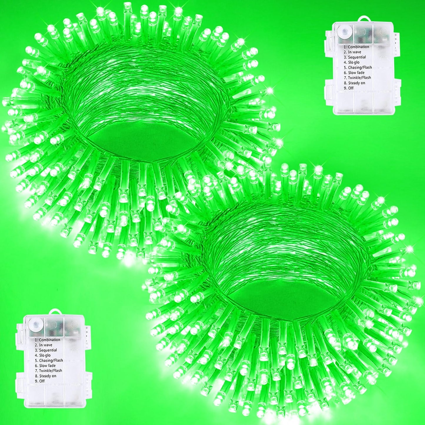 2 Pack Christmas String Lights Battery Operated With Timer  66Ft 200 Led Waterproof Twinkle Lights  8 Modes Fairy Light For Indoor And Outdoor Bedroom Garland Tree Christmas Decorations (Green)