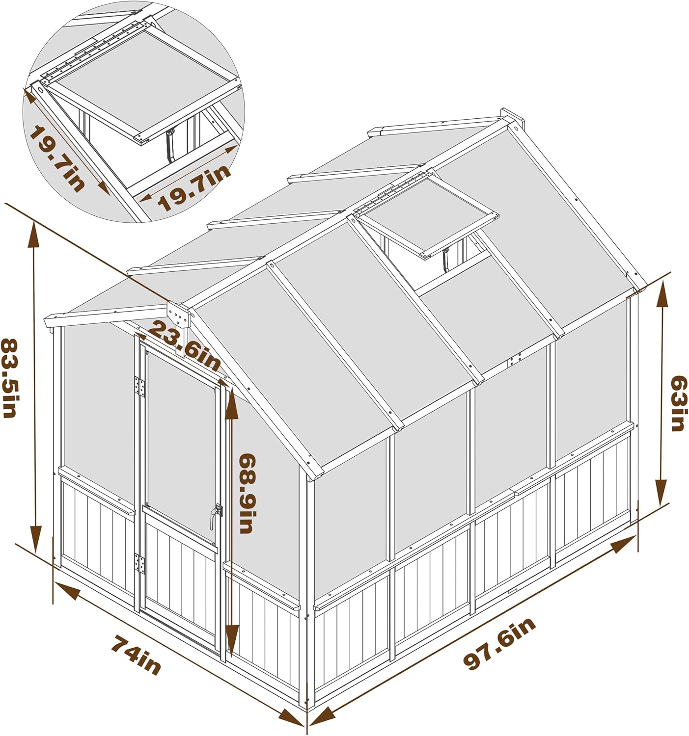 BlueWish 6x8FT Greenhouse, 6mm Polycarbonate Greenhouses with Cedar Frame, Wood Greenhouse with Adjustable Vent, Green House for Outside, Garden, Backyard