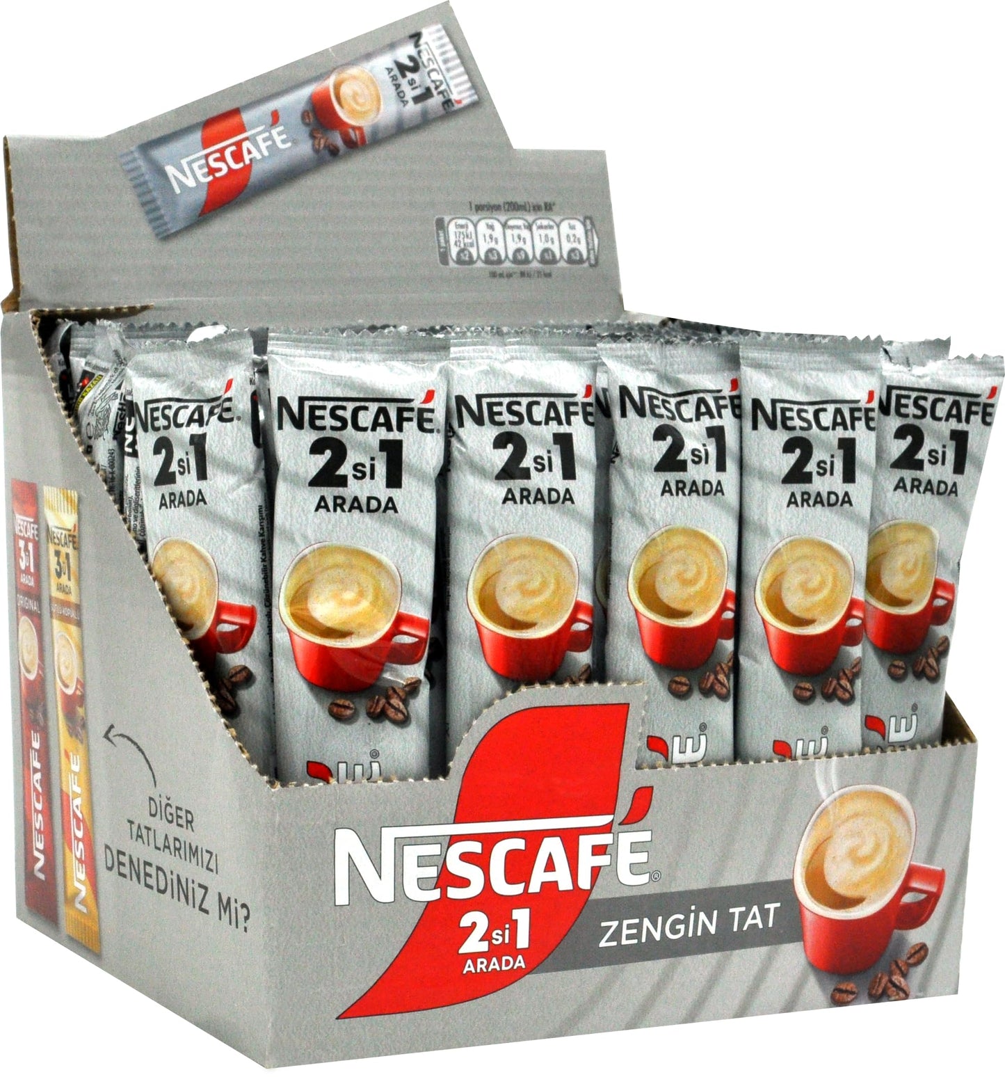 Nescafe 2 in 1 Unsweetened  Coffee + Coffee creamer  No Added Sugar - 56 Sticks