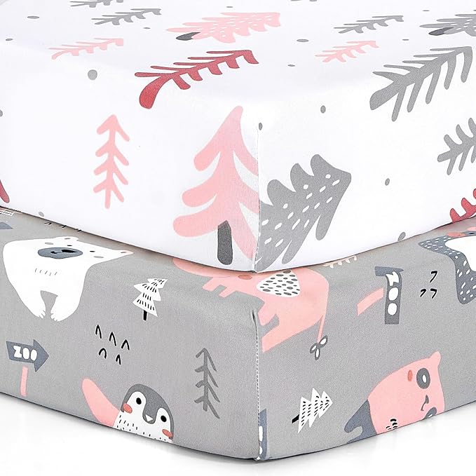 BROLEX Baby Fitted Crib Sheets: Kid Crib Sheets - Set of 2 for Toddler Standard Size Crib Mattress for Boys and Girls - Jersey Knit Crib Bed Sheets Jungle Animals