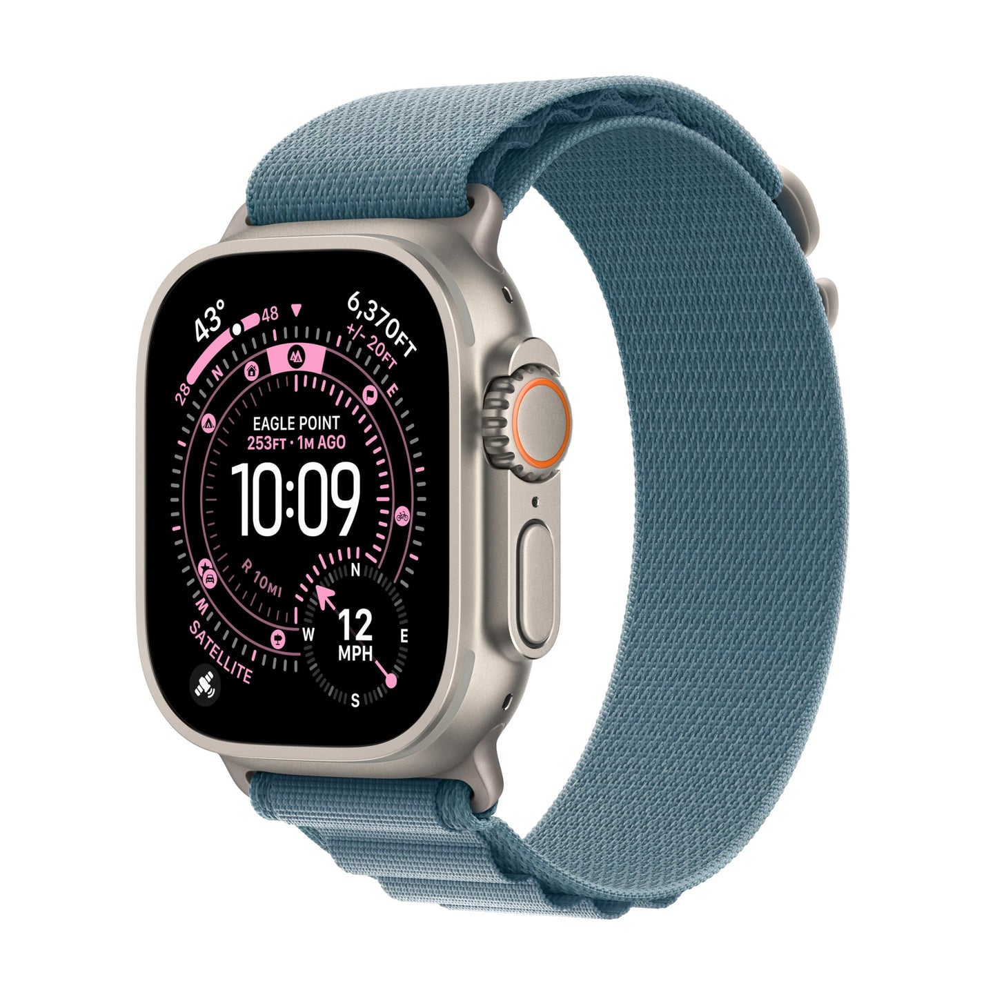 Apple Watch Ultra 3 [GPS + Cellular 49mm] Running & Multisport Smartwatch w/Rugged Titanium Case w/Light Blue Alpine Loop - M. S