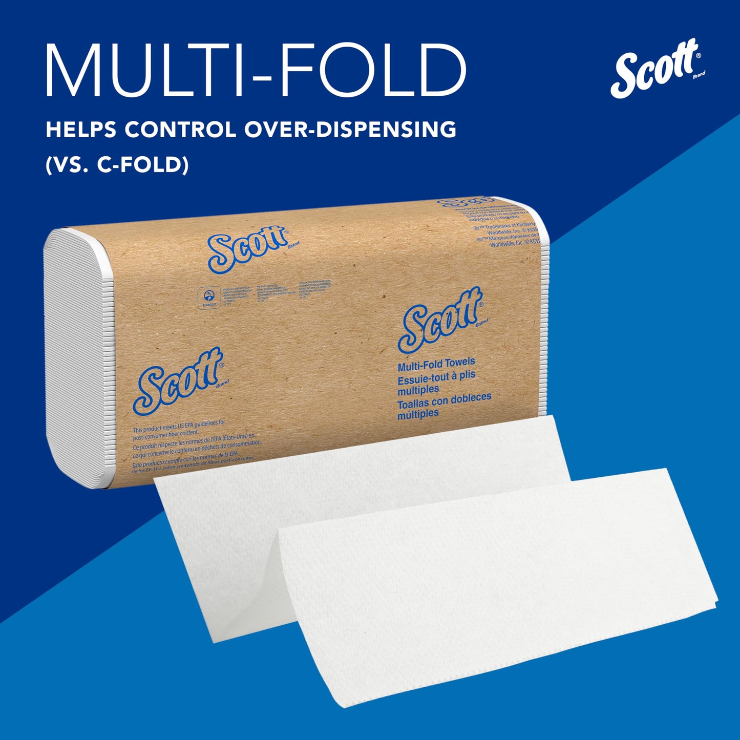 Scott Professional Universal Multifold Paper Towels, Bulk (01804), Absorbency Pockets, White, 9.2"x9.4" Towel, Compressed (250 Sheets/Pack, 16 Packs/Case, 4,000 Sheet Total)
