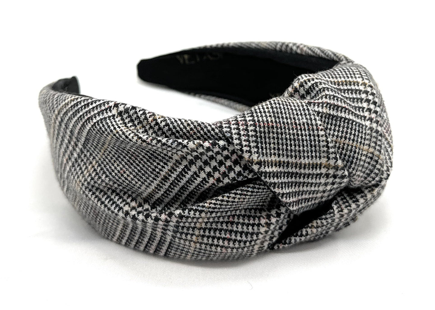 YETASI Thick 2.5 Inches Top Knot Headbands for Women are Trendy. Plaid Black Knotted Headband is a Designer Head band Fashion fo