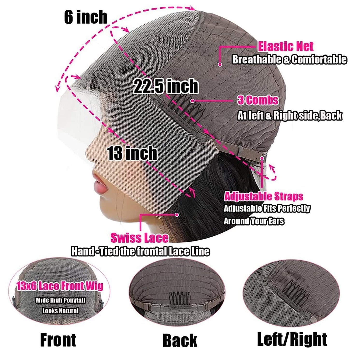 Straight Lace Front Wigs Human Hair Pre Plucked 13x6 Lace Front Wigs Human Hair Wigs for Black Woman Brazilian Frontal Wigs Huma