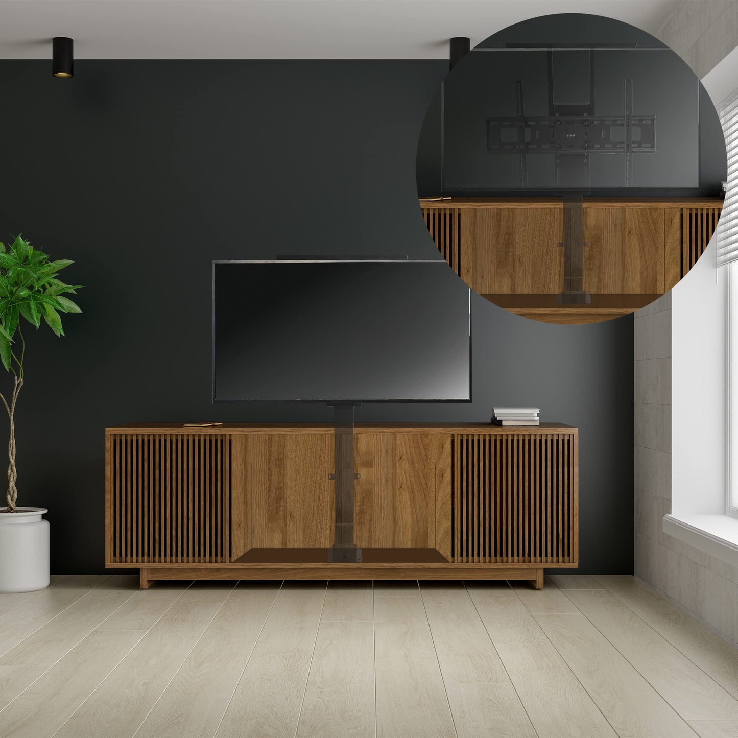 Vivo Motorized Tv Stand For 37 To 77 Inch Screens, Vertical Lift Television Stand With Remote Control And Tuya Smart App Compati