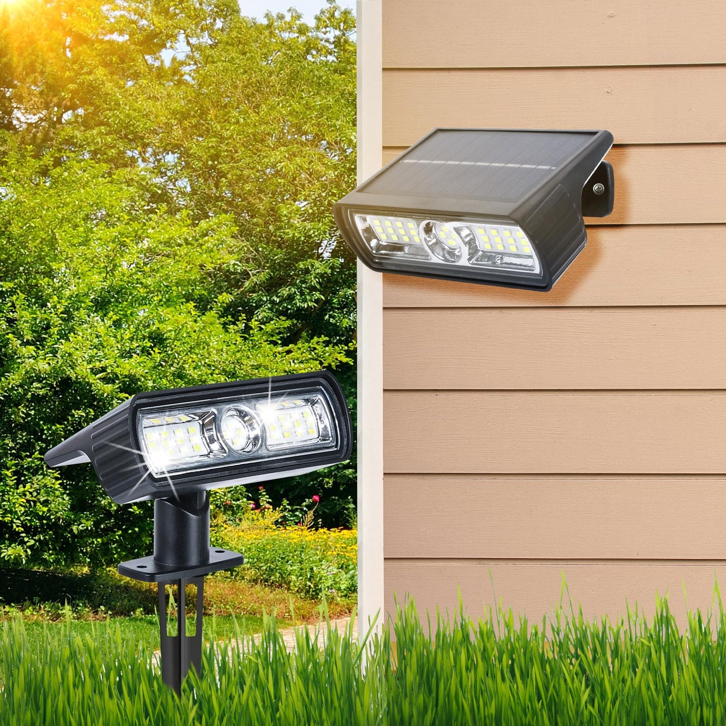 Toodour Solar Spot Light Outdoor  4 Pack Solar Lights Outdoor With 2 Modes  Waterproof Solar Powered Flood Lights Landscape Lighting For Yard Garden Home Pathway Walkway Outdoor Decor - Cool White