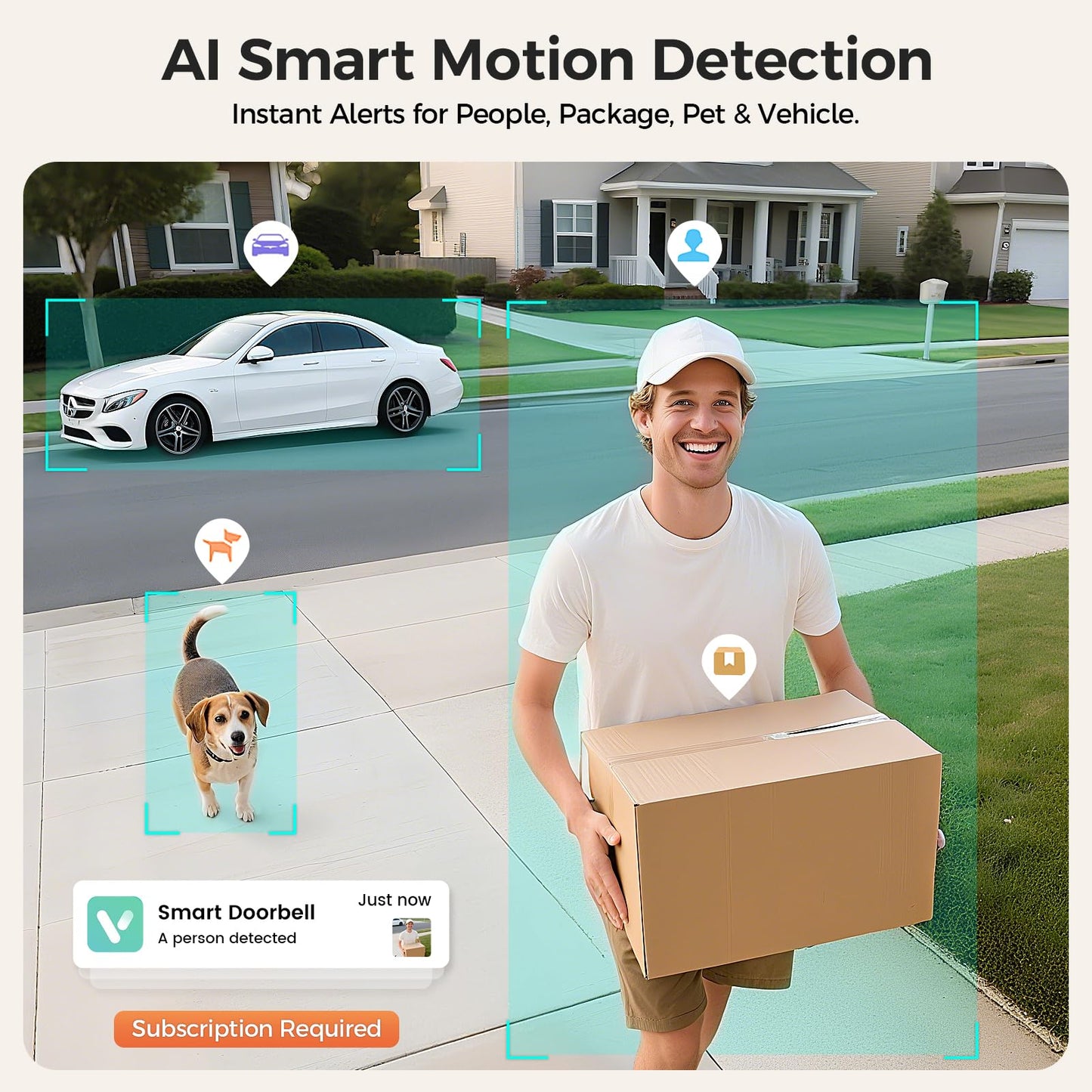 Belleye Db4 2K Battery Video Doorbell, Smart Wireless Doorbell Camera With Ring Chime, Live View With Two-Way Talk, Ai Detection