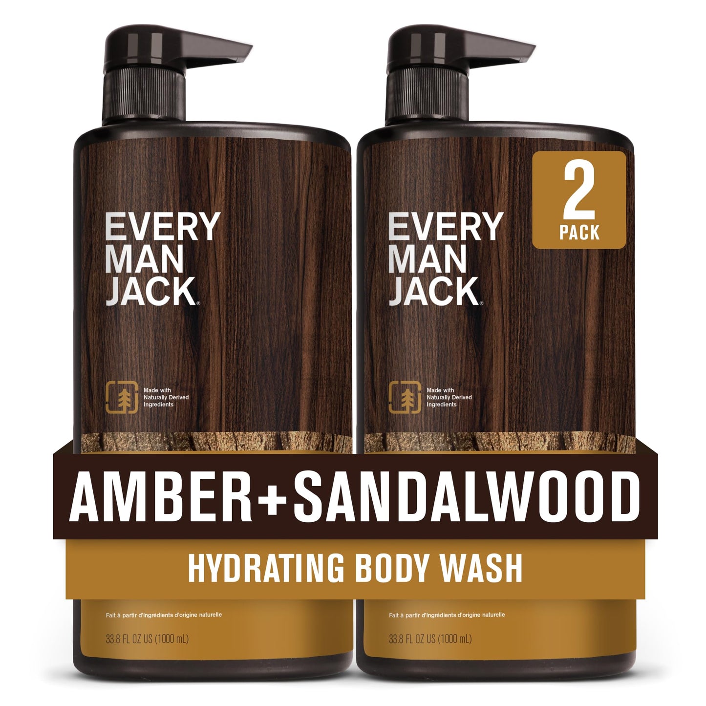 Every Man Jack Nourishing Amber + Sandalwood Mens Body Wash for All Skin Types - Cleanse, Nourish, and Hydrate Skin with Natural