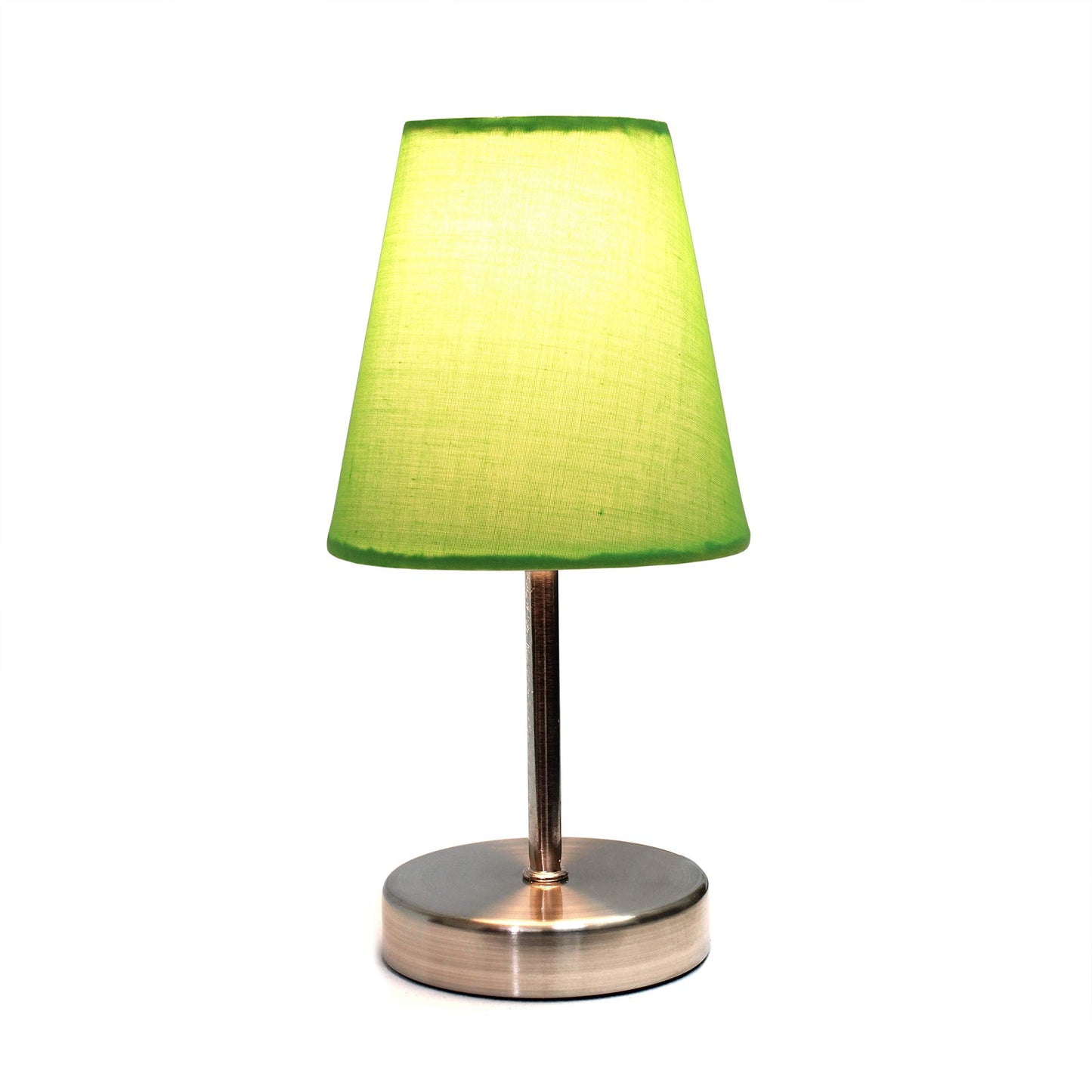 Simple Designs Lt2013-Grn Mini Table Lamp, Green Fabric Shade, Metal, Pack Of 1