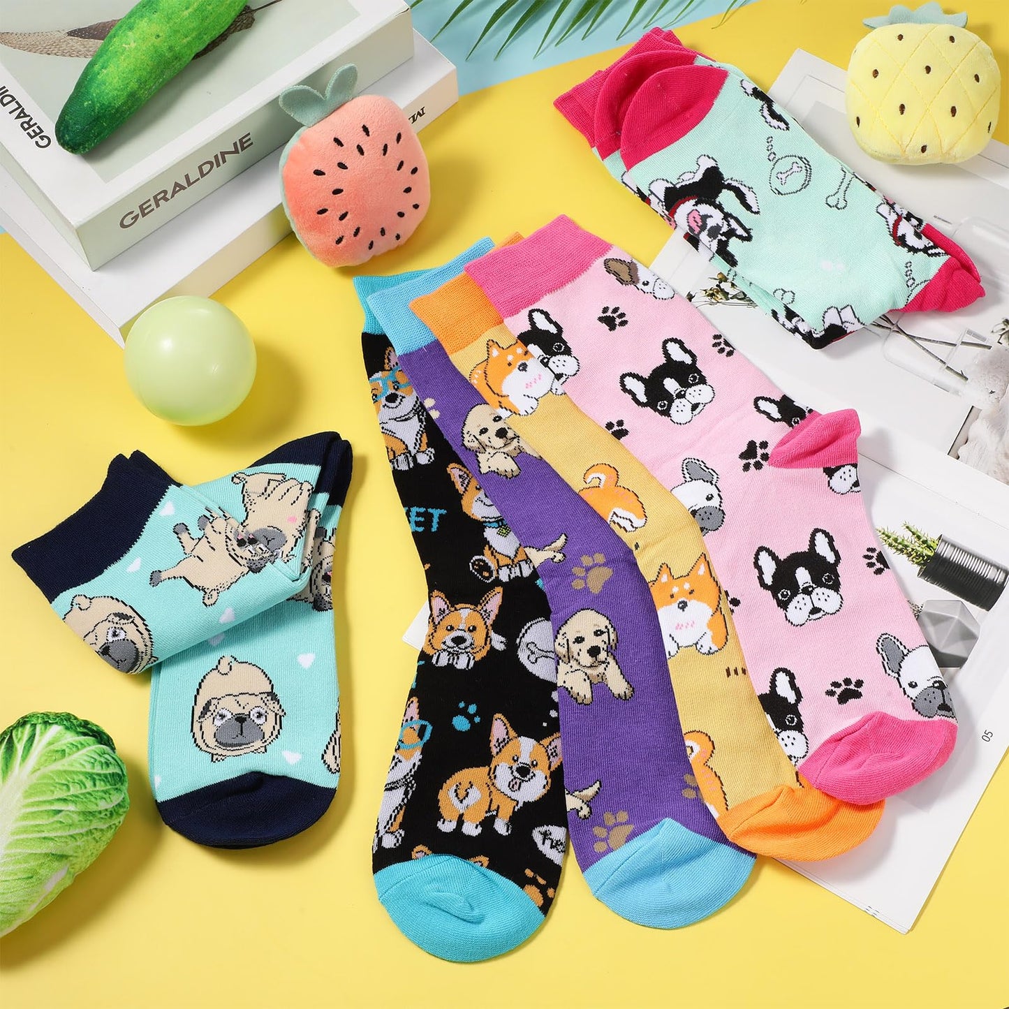 Panitay 6 Pairs Dogs Socks for Women Soft Cotton Socks Cute Animal Gifts for Dog Lovers Veterinary Gifts