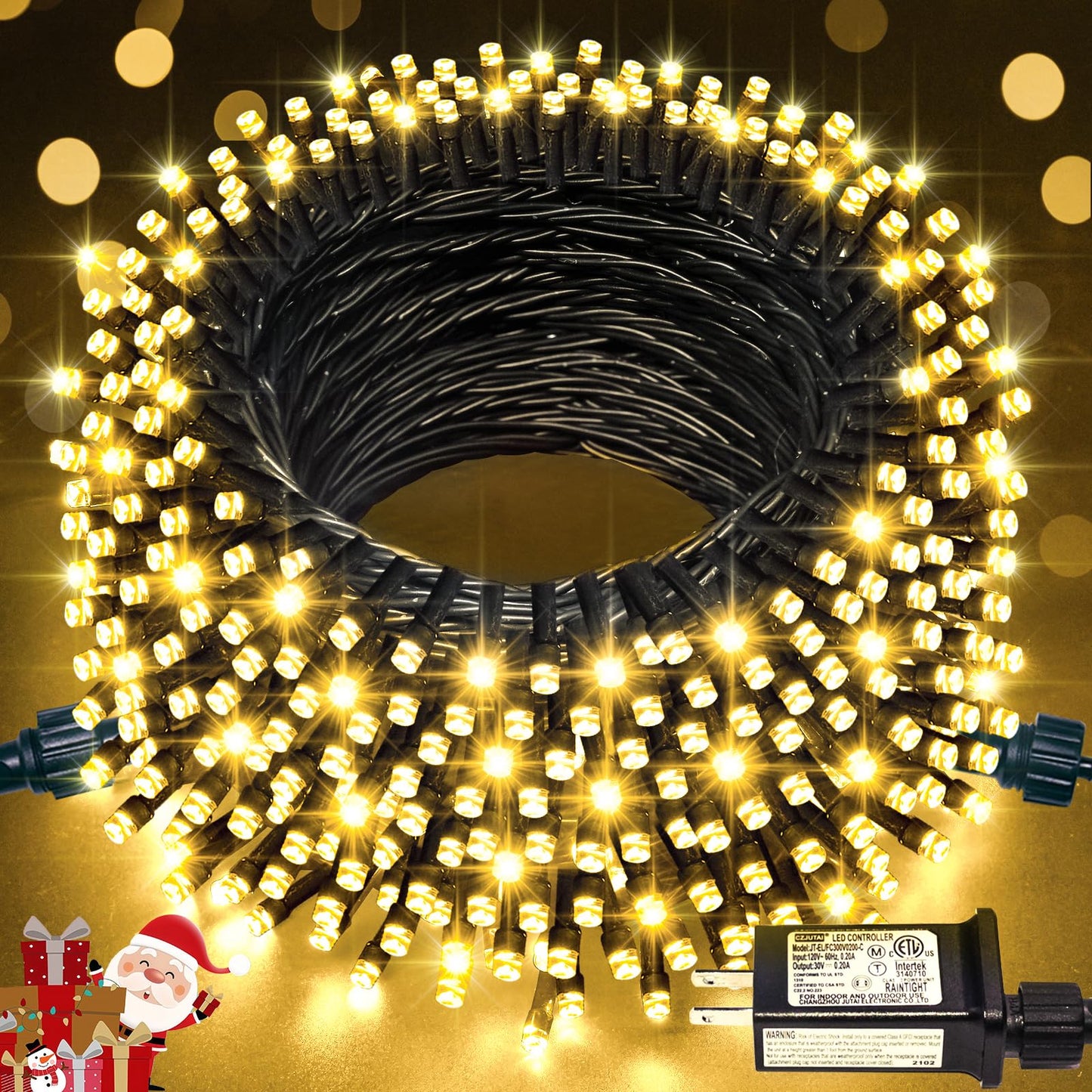 Jmexsuss 66Ft 200 Led Warm White Christmas Lights, Indoor/Outdoor Twinkle String Lights, Model Exs-S-0200