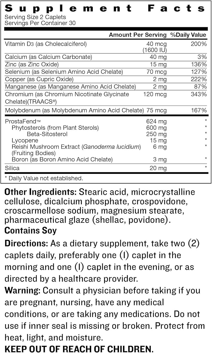 Advanced – Prostate Support Supplement for Men's Health, Promote Sleep, Support Bladder Emptying, Beta Sitosterol (120 Caplets, 2- Pack)