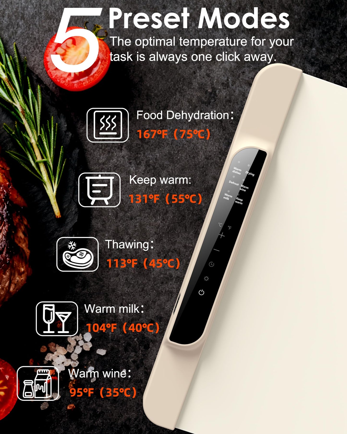 Warming Mat for Food,Food Warming Mat,Electric Warming Tray with 10 Temp-Settings,10H Timer,Portable Food Warmer for Parties,Buffets,Family Gatherings,Holiday,Child Lock (Beige, 26 * 15 Inch)