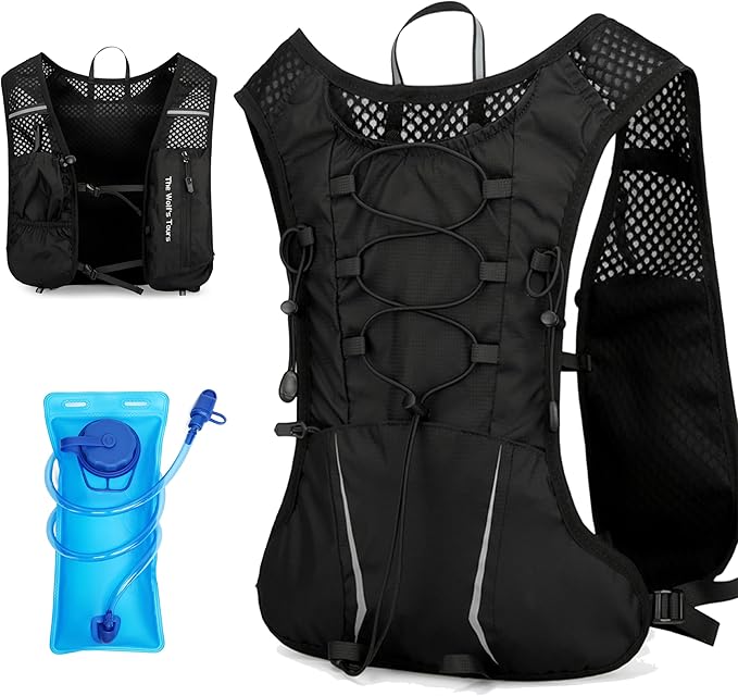 XBT Hydration Pack with 2L Water Bladder – Lightweight Running Vest for Men & Women – Adjustable, Breathable, Reflective H...