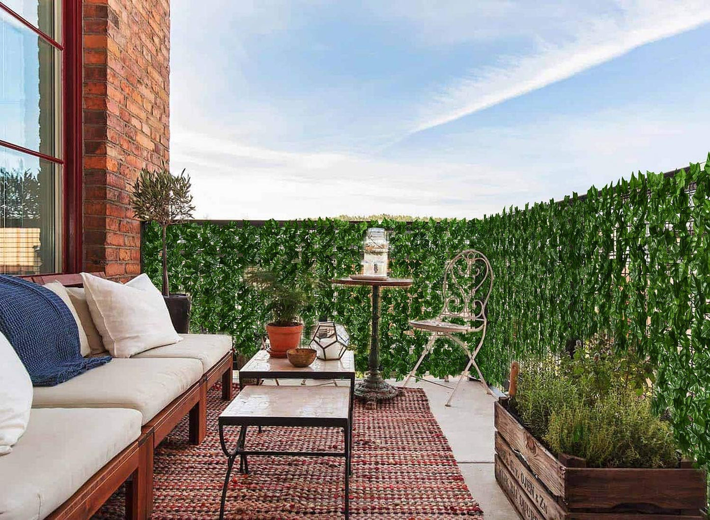 DearHouse 98.4x39.4in Artificial Ivy Privacy Fence Wall Screen, Artificial Hedges Fence and Faux Ivy Vine Leaf Decoration for Outdoor Garden Decor