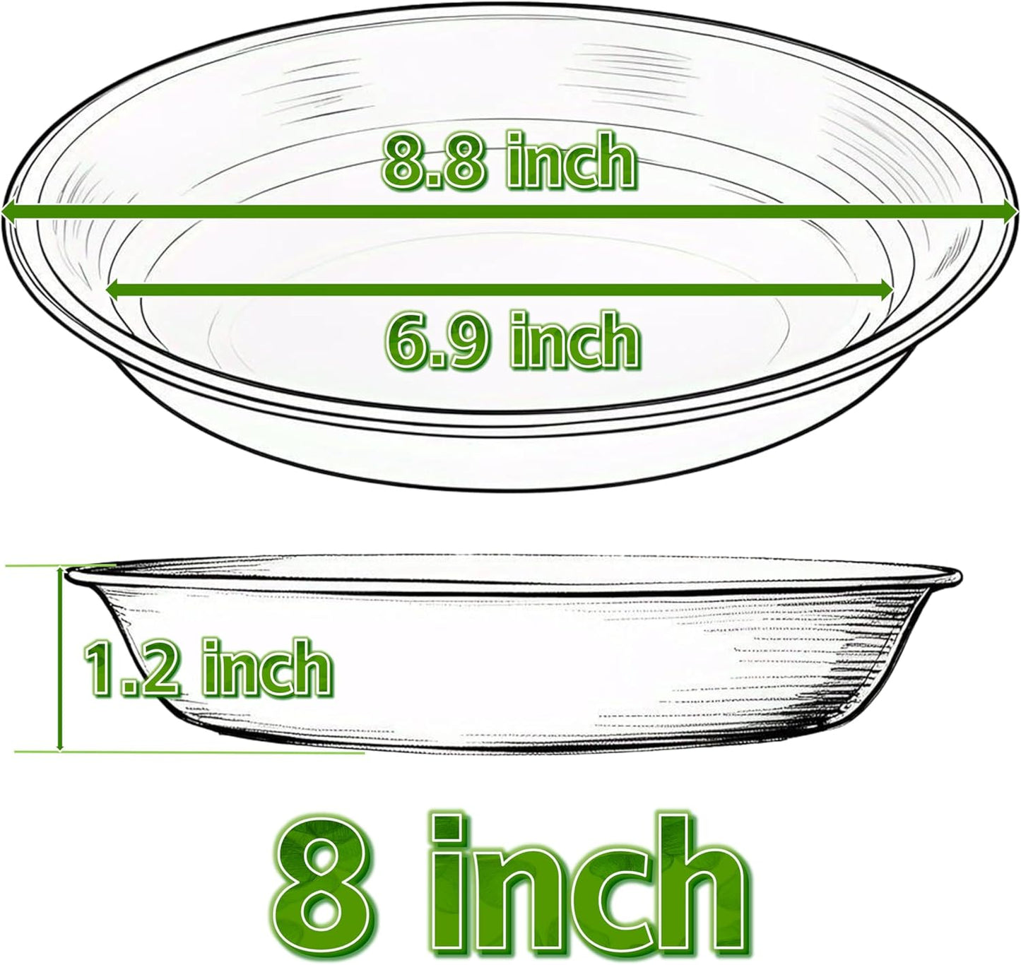 6 Pack Plant Saucer Drip Tray 7 8 inch, Plastic Flower Planter Saucers and Drip Trays for Indoors Outdoors, Heavy Durable Plant Plate Water Catcher, Plant Water Drip Trays for Pots (8", Black)