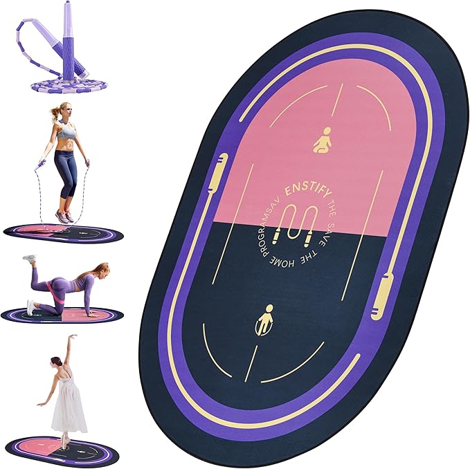 ENSTIFY Jump Rope Mat, Large Format Non Slip Mat, Home Workout Exercise Mat, Floor Protect Durable, 63x39x0.31 Inch, Bonus...
